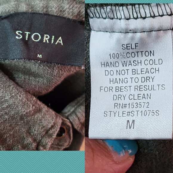 Storia Army Green Cotton Distressed Raw Hem Utility Shirt - Picture 4 of 4